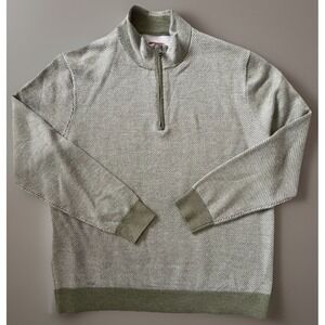 UNTUCKit Long Sleeve Quarter Zip Sweater Extra Fine Merino Wool Green XL JBHS